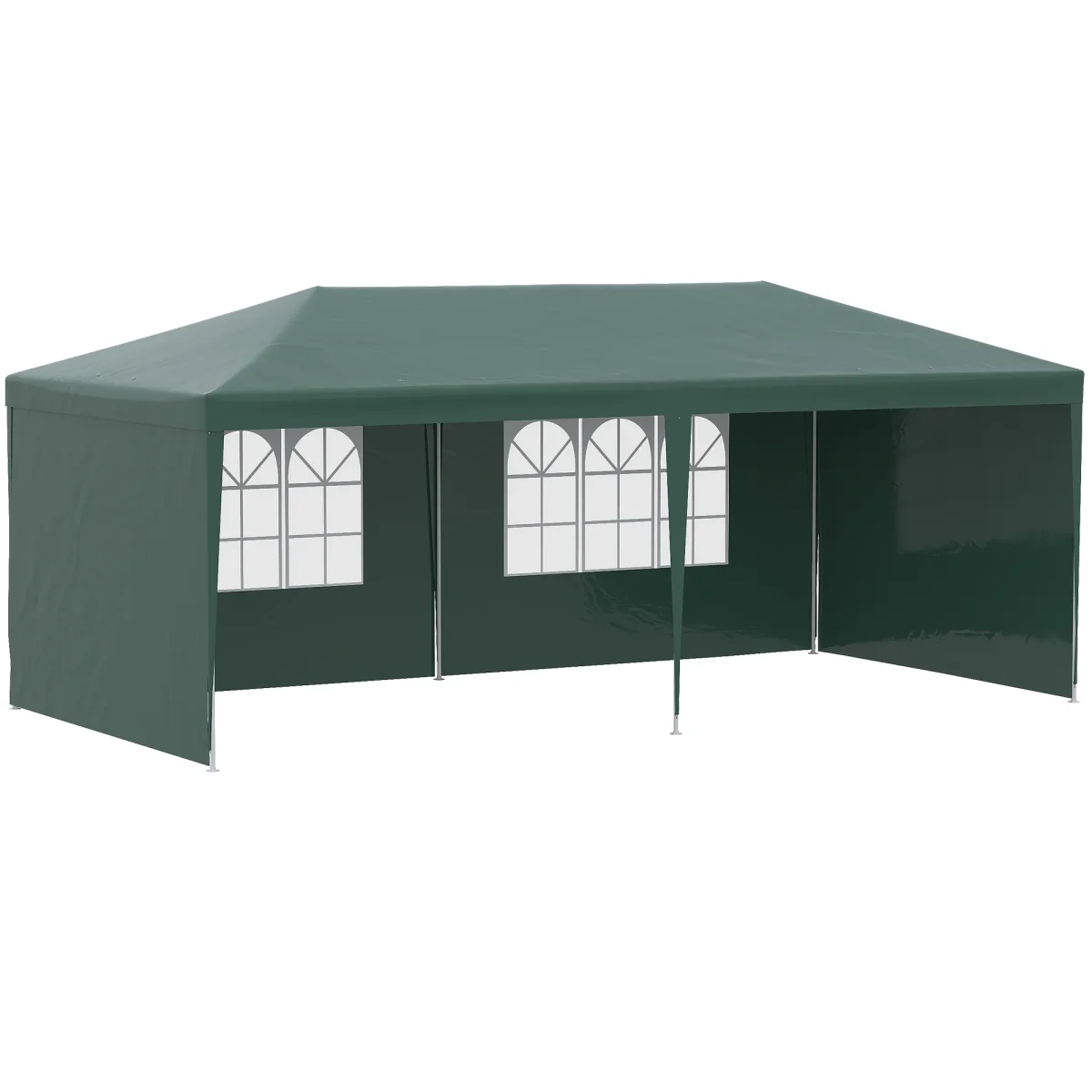 Outsunny Carpa de Jardín 6x3 m Pabellón con 4 Paredes Laterales y 2 Ventanas Visibles Anti-UV Impermeable Cenador Gazebo de Exterior con Marco de Acero para Fiestas Eventos Bodas Verde - Imagen 2