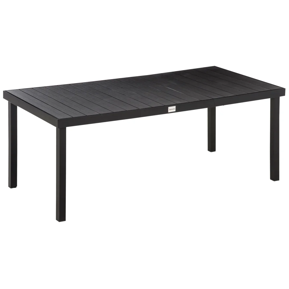 Outsunny Mesa de Comedor Exterior de Aluminio Mesa de Jardín Exterior para 8 Personas con Encimera de Listones para Terraza Balcón 190x90x74 cm Negro - Imagen 2