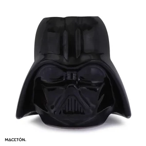 Maceta Darth Vader de Cerámica Negra con Acabado Esmaltado