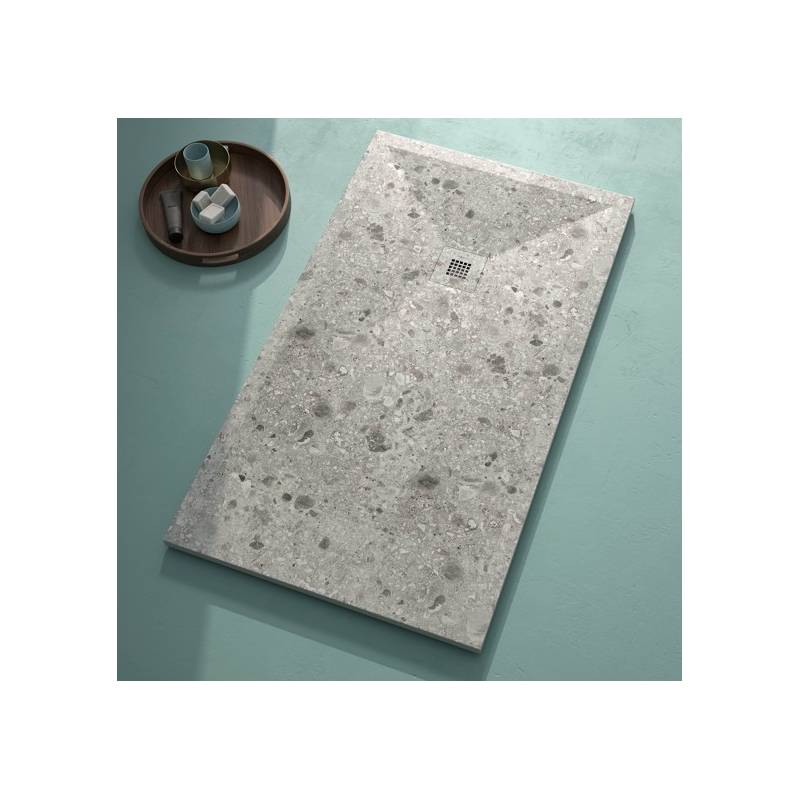 Plato Ducha Resina Terrazo Gris 3D - Imagen 3