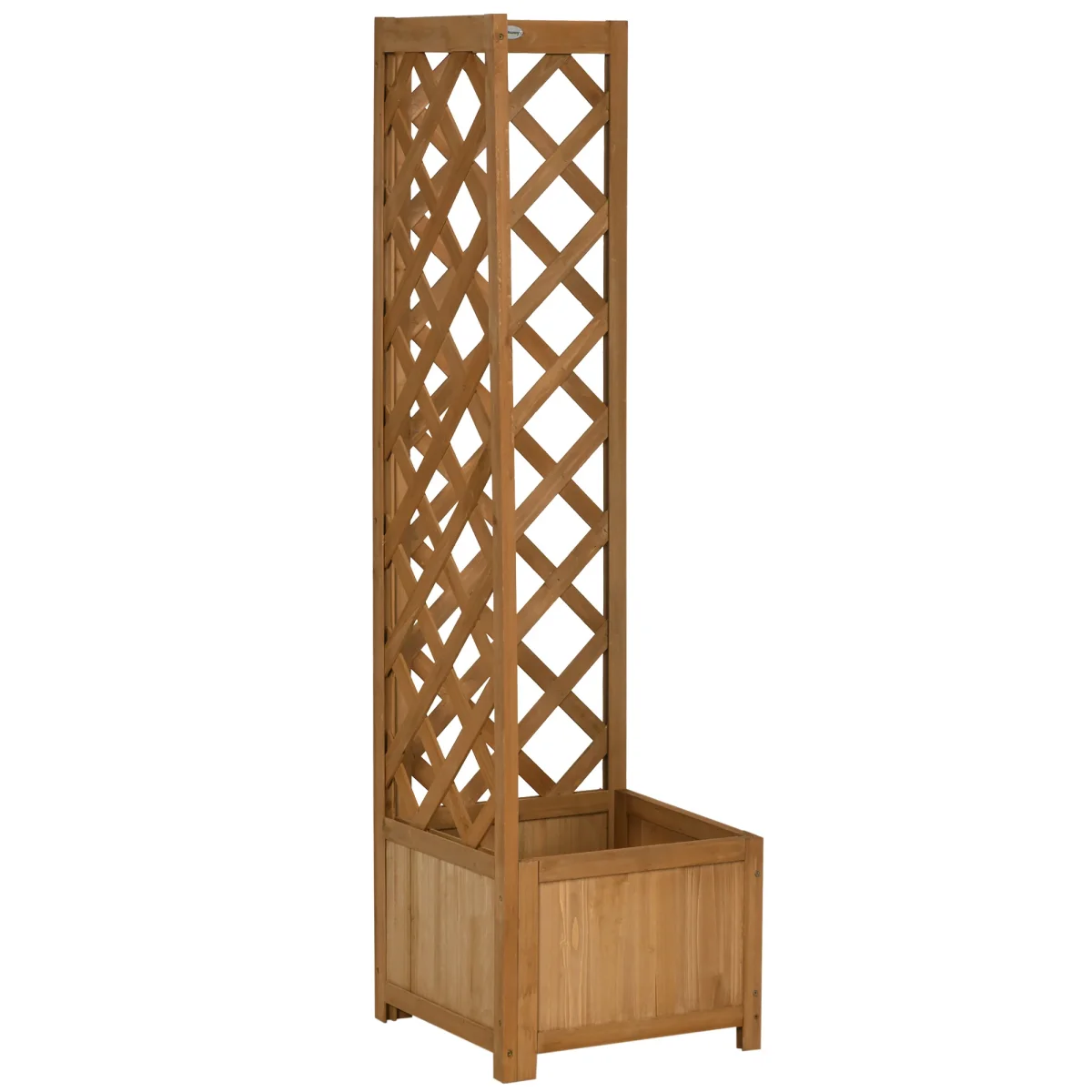 Outsunny Jardinera con Enrejado de Madera Macetero con Enrejado Jardinera Rectangular para Trepadoras Cultivos Plantas Flores Decoración en Exterior Esquina 40x40x145 cm Natural - Imagen 2