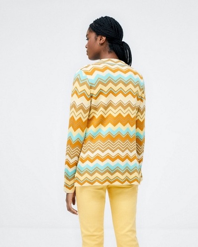 CHAQUETA PUNTO RAYAS ZIG ZAG AMARILLA VISCOSA SURKANA - Imagen 3